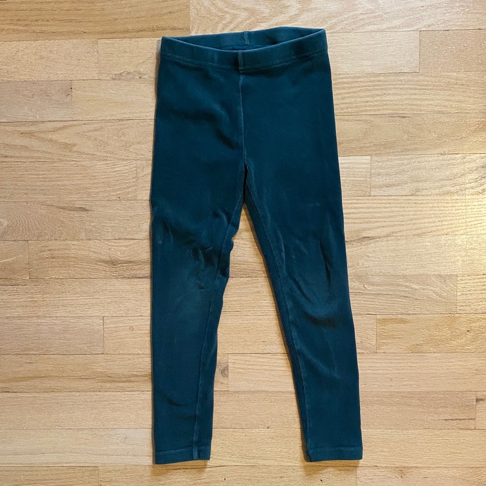 Dark Green Hanna Andersson Ribbed Velour Leggings